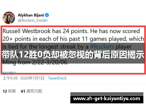 带队12胜0负却被忽视的背后原因揭示 带队12胜0负却被忽视的背后原因揭示